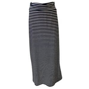 Women Maxi Skirt Size M Black White Striped Pull Up Beachy Connection 28 Casual